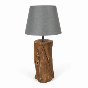 Lampka Szara Jabłoń - naturalne drewno jabłoni z szarym kloszem