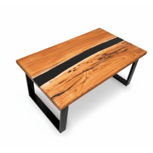 Black River – Stół z dębu i czarnej żywicy epoksydowej