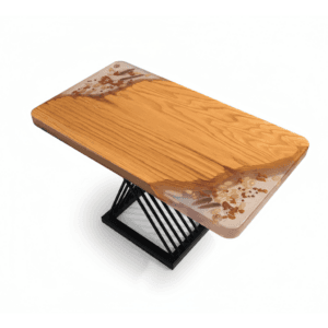 BloomWood – Stół z kwiatami w żywicy i czerwonego dębu